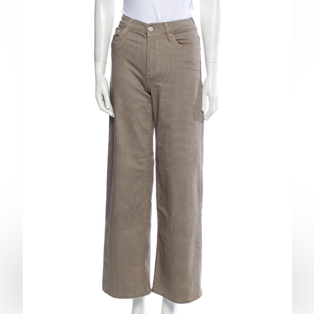 FRAME Brown Plaid Wide-Leg jeans